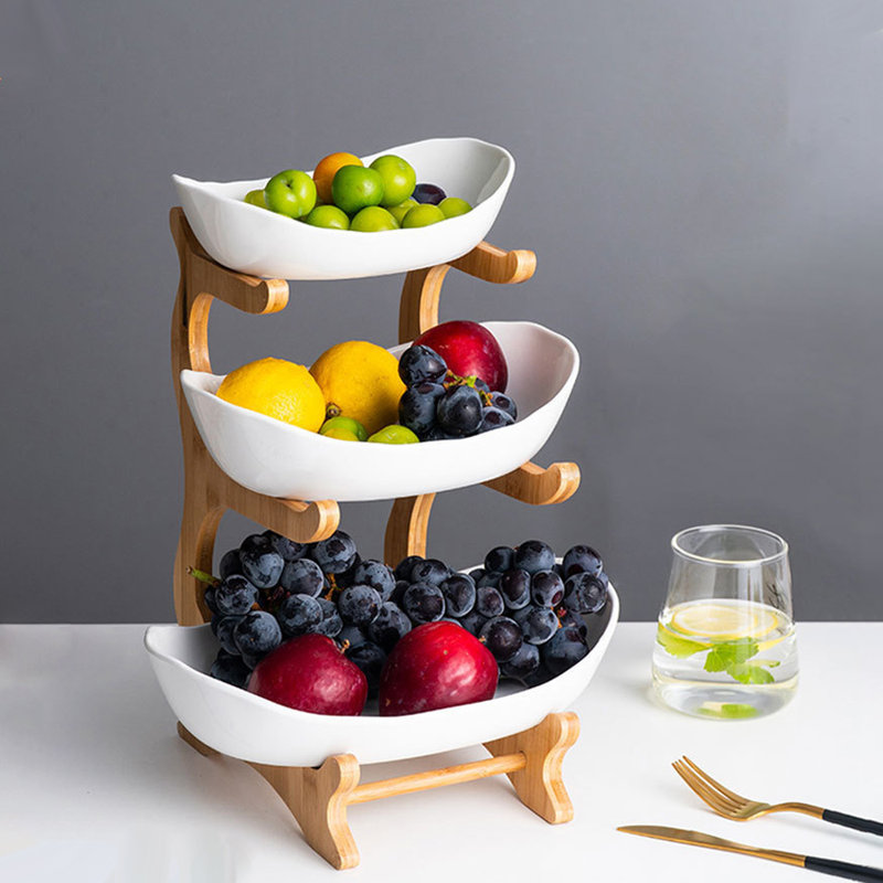Fruit Bowl Tray For Kitchen Counter 3 Tier, White