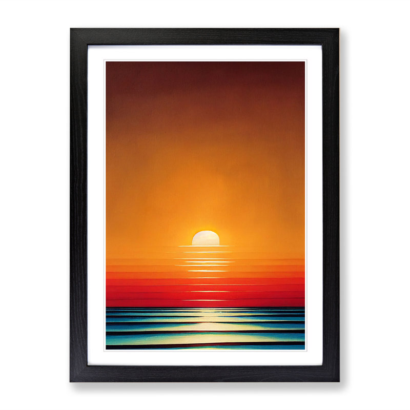 Sunset Gouache - Single Picture Frame Painting, Black, 34cm H x 25cm W x 2cm D