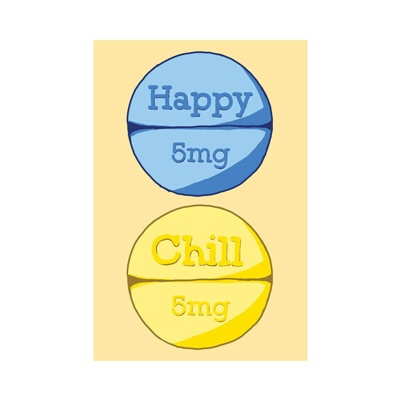 Happy Chill Pill by Jaymie Metz - Wrapped Canvas Print, 152.5 cm H x 101.5 cm W