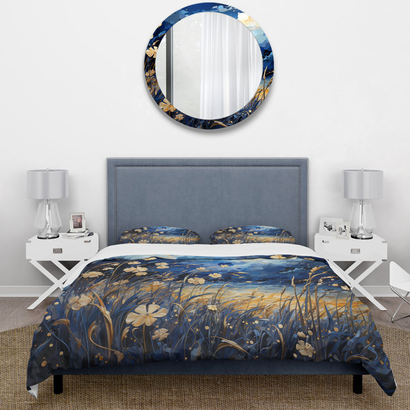 Ensemble de housse de couette bleu marine Poppies Field - Meadow, Housse de couette très grand et 2 très grandes t