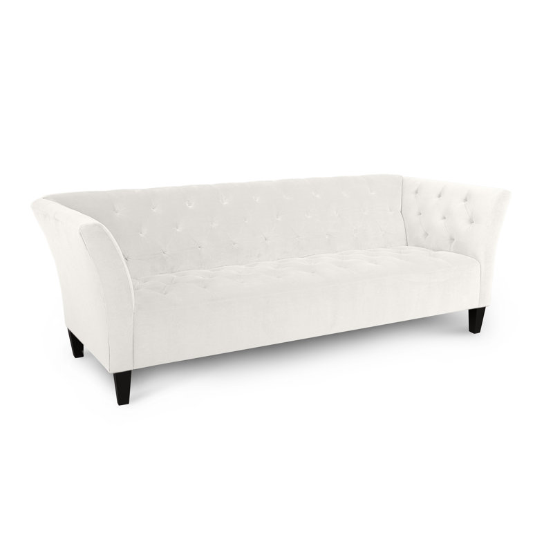 Carruth Upholstered 91'' Sofa, Bella White Performance Velvet
