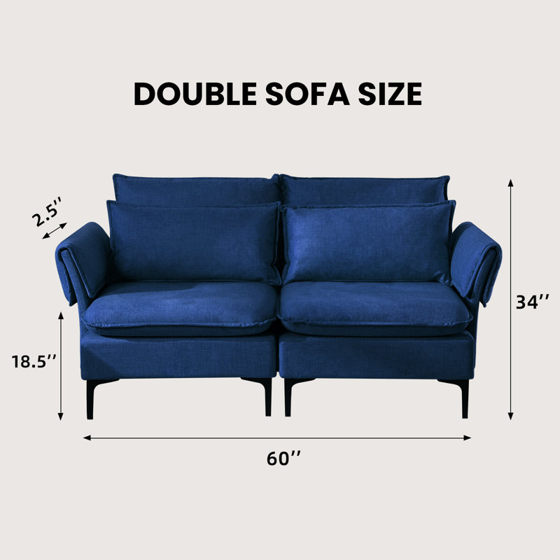 Causeuse d'appoint 60 po, Bleu