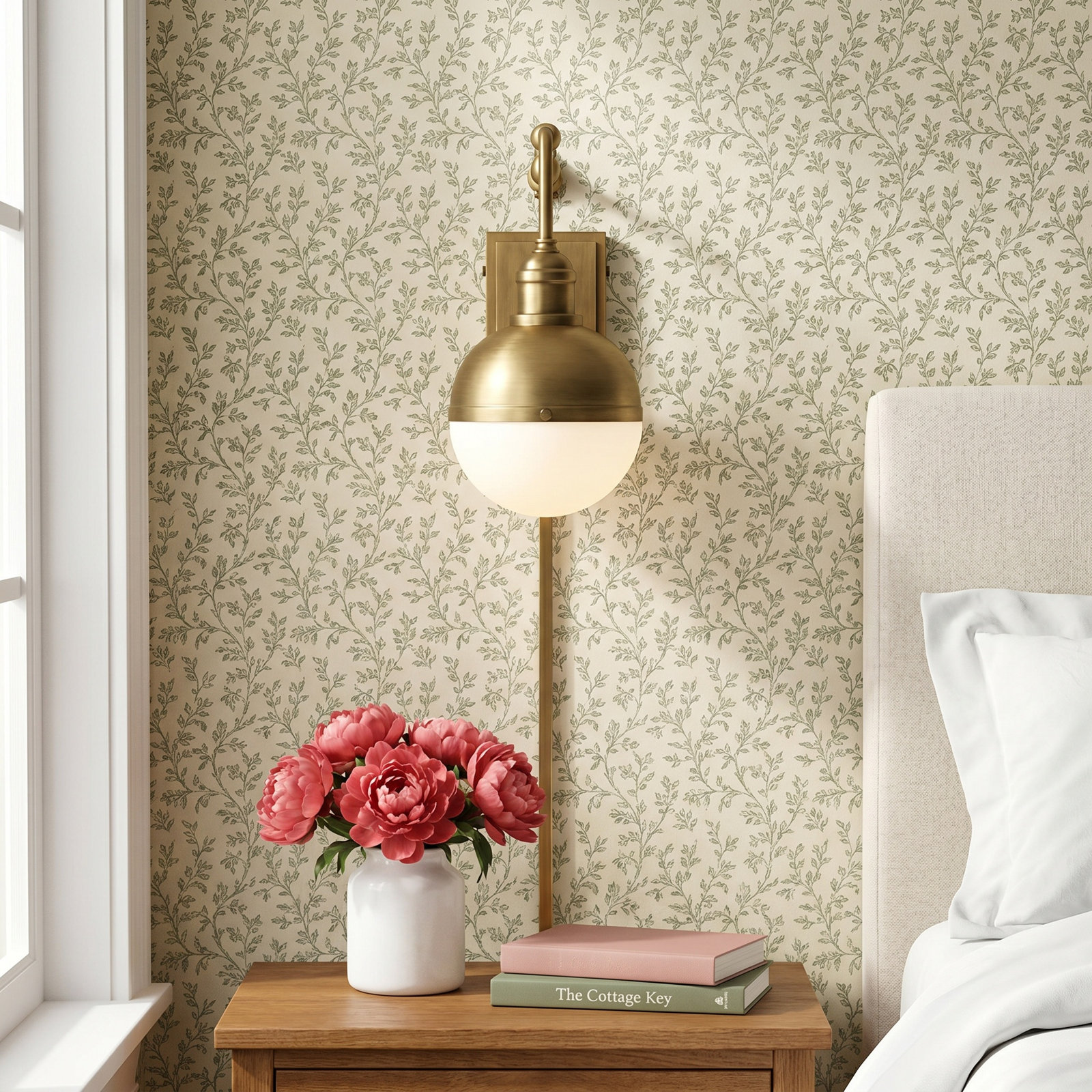 Ostara Single Light Dimmable Swing Arm Sconce, Brass