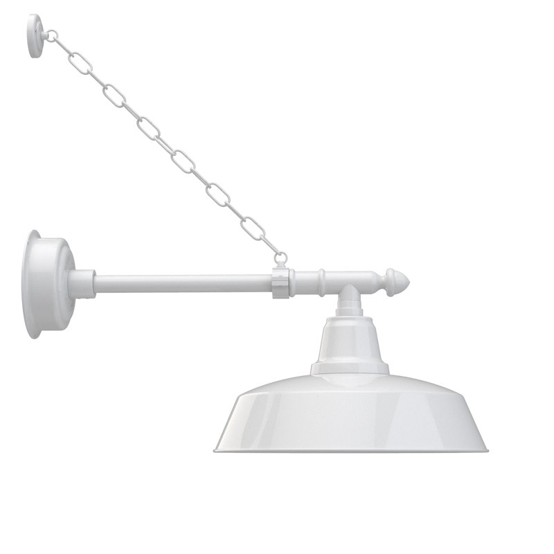 Luminaire de grange d’extérieur à del Vandervliet, H 12 po x l 16 po x p 29 po, Blanc