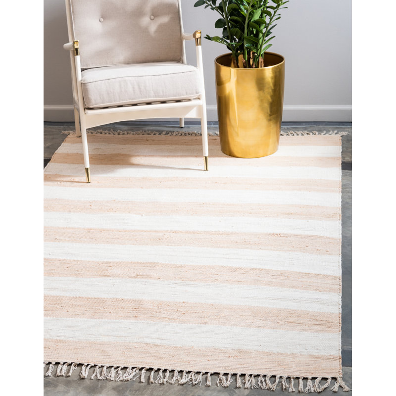 Johnie Hand-Knotted Cotton Yellow and Ivory White Rug, Rectangle 2' x 3'1"