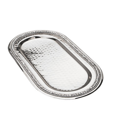Plateau oval martelé avec pierres Fiala