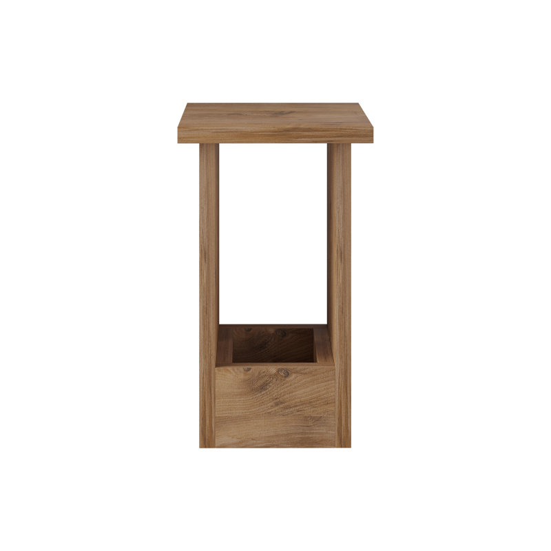 Paizlei Modern Small Minimalist Bedside Table, Rustic Oak Effect