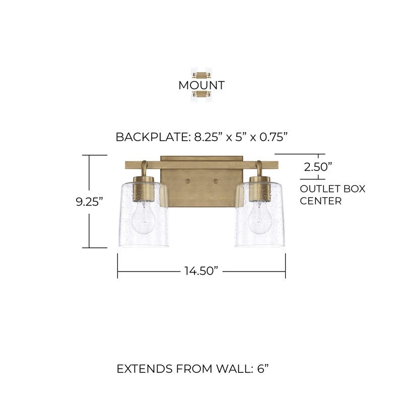 Greyson 2 - Light Dimmable Vanity Light, Aged Brass