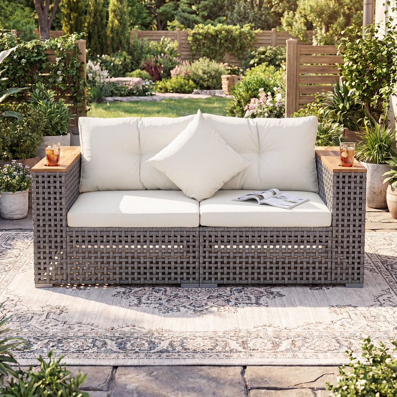 2-Piece Patio Corner Sofa Set with Thick Cushions