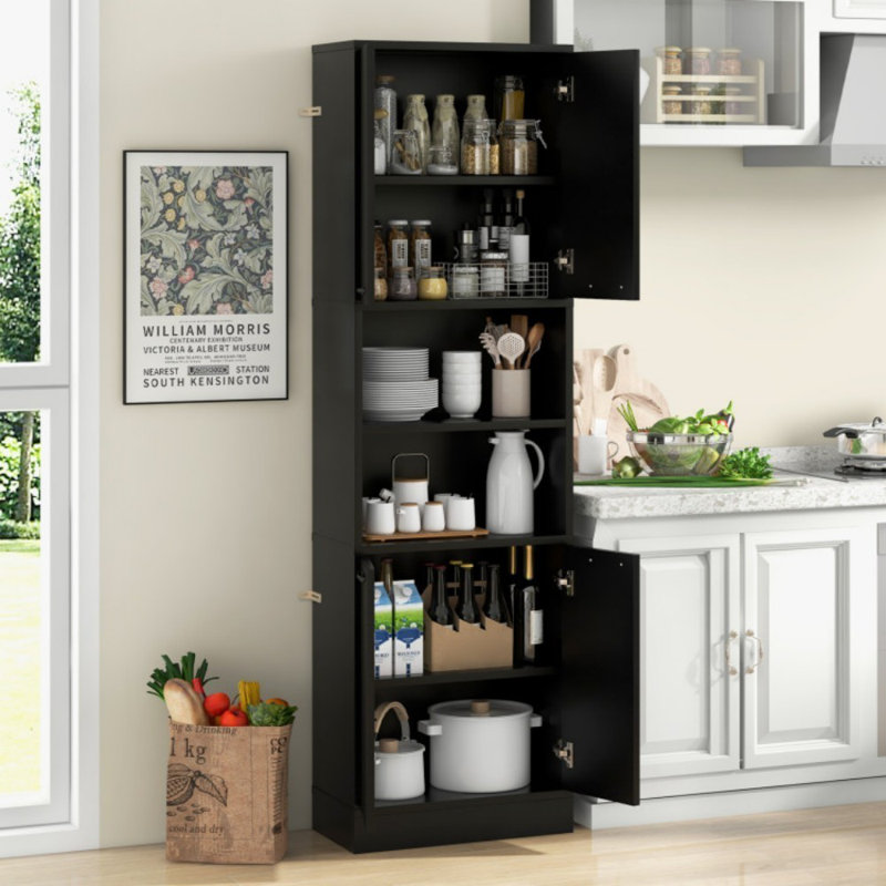 Armoire haute 75 po avec portes et tablettes, Noir