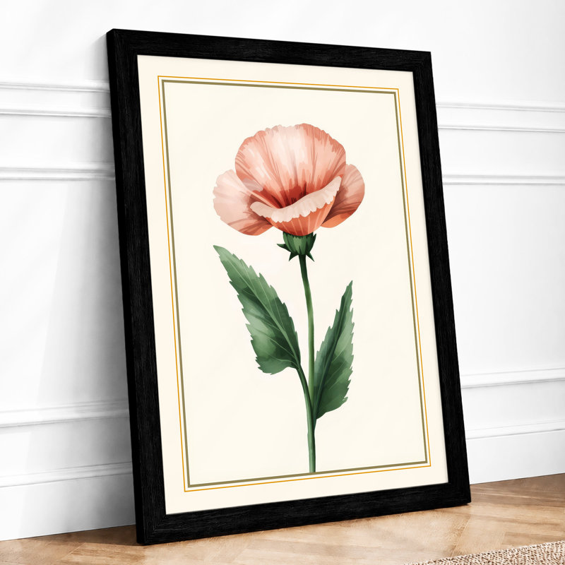 Pink Carnation Study Botanical - Print, Black, A3 - 42.0 x 29.7 cm