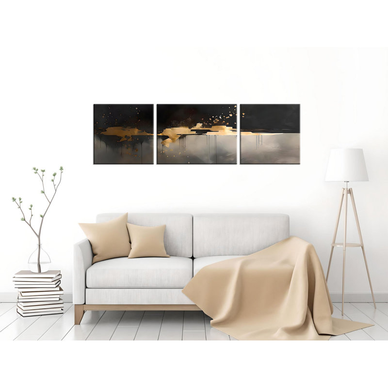 Elegant 3-Piece Decorative Canvas Painting Set, 100% Wooden Frame, 11.8 x 11.8 inches (2 Pieces) & 11.8 x 15.7 inches (1 Piece) | 50% Cotton / 50% Polyester, Stunning Digital Print | Perfect for Home Décor & Living Spaces