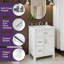 Meuble-lavabo 24 po avec lavabo en céramique, structure en bois massif, 1 porte, 3 tiroirs et support de rangement
