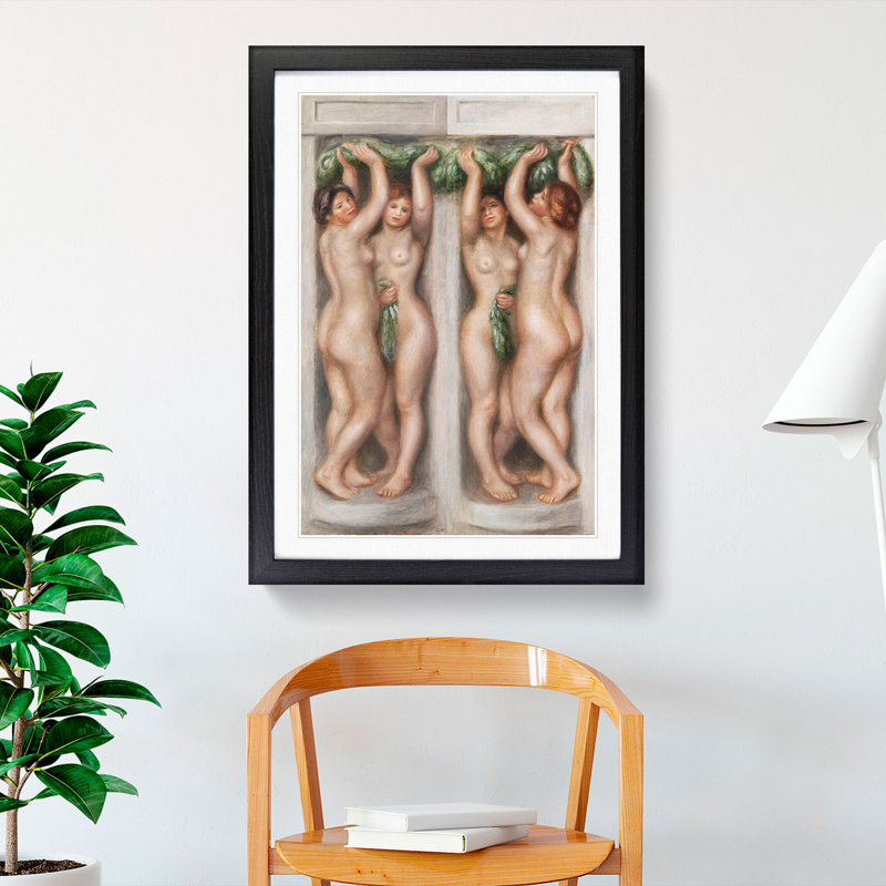 Caryatids by Pierre-Auguste Renoir - Picture Frame Painting, 48cm H x 36cm W x 2cm D, Black Framed