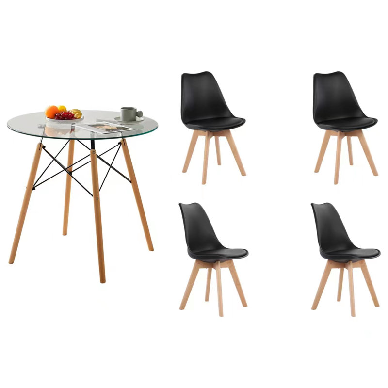 Ensemble repas pour 4 personnes Kabria, Noir