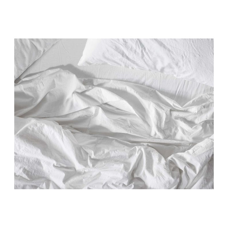 Organic Crinkled Percale Sheet Set, Alpine White, King Sheet Set with 2 Pillowcases
