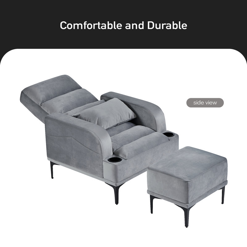 Fauteuil inclinable Sanyla, Velours gris