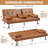 Janni Faux Leather Cushion Back Convertible Sofa with Cup Holder-2021814289-2030066210