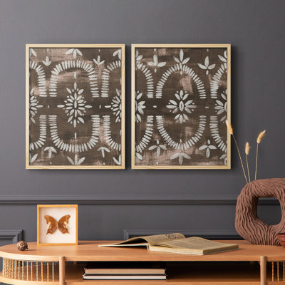 Reproduction encadrée espresso Batik I-Premium - prête à être accrochée - aucun clou requis - aucun clou requis