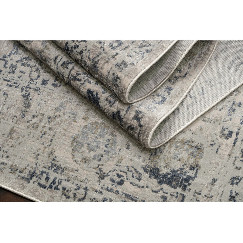 Tapis gris / bleu Felda, Rectangle 7 pi 10 po x 10 pi 10 po