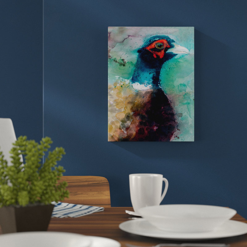 Male Pheasant 1 Piece Painting, 40cm H x 30cm W x 1.3cm D, Yellow