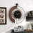 Walnut Wood And Marble Wall Clock, 26.4-Inch Large Metal Frame Silent Decor For Home