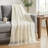 Off White Knitted Throw Blanket with Diamond Pattern