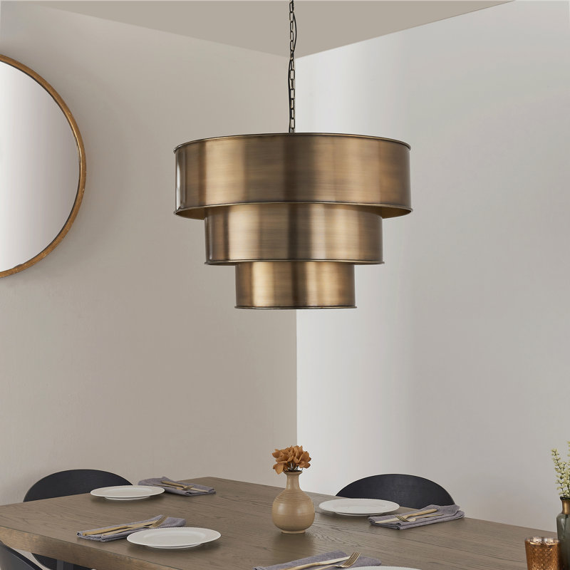 Beatrice 1 - Light Aged Brass Drum Pendant