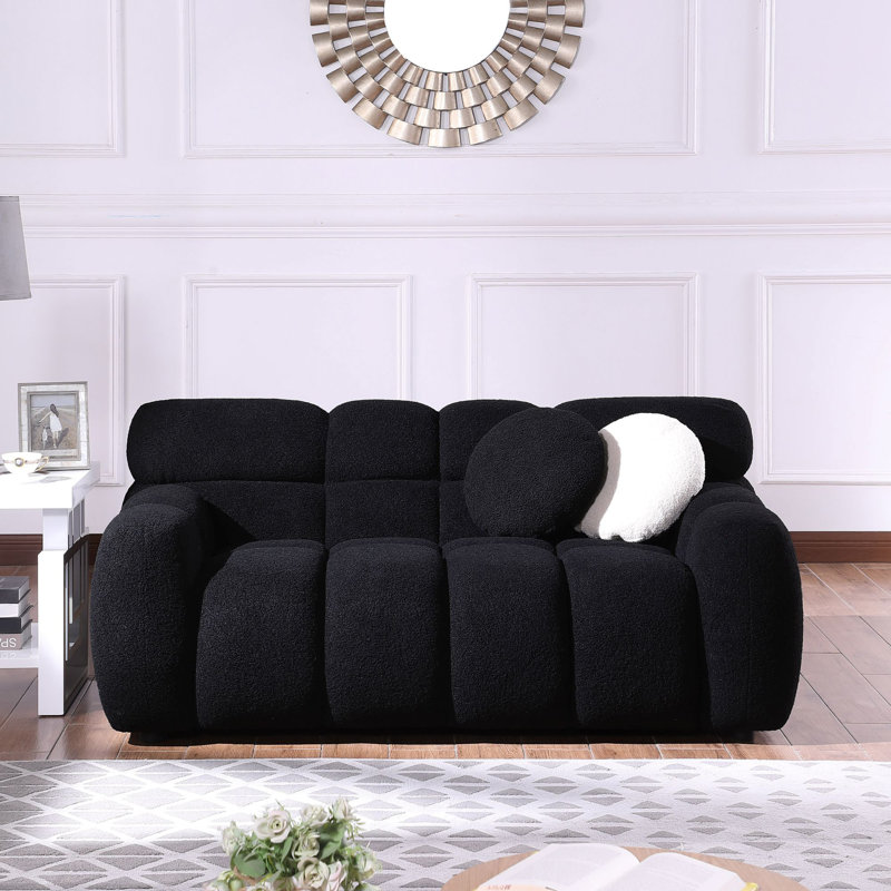 Daviya 86.5" Upholstered Sofa, 28" H x 65" W x 36" D, Black