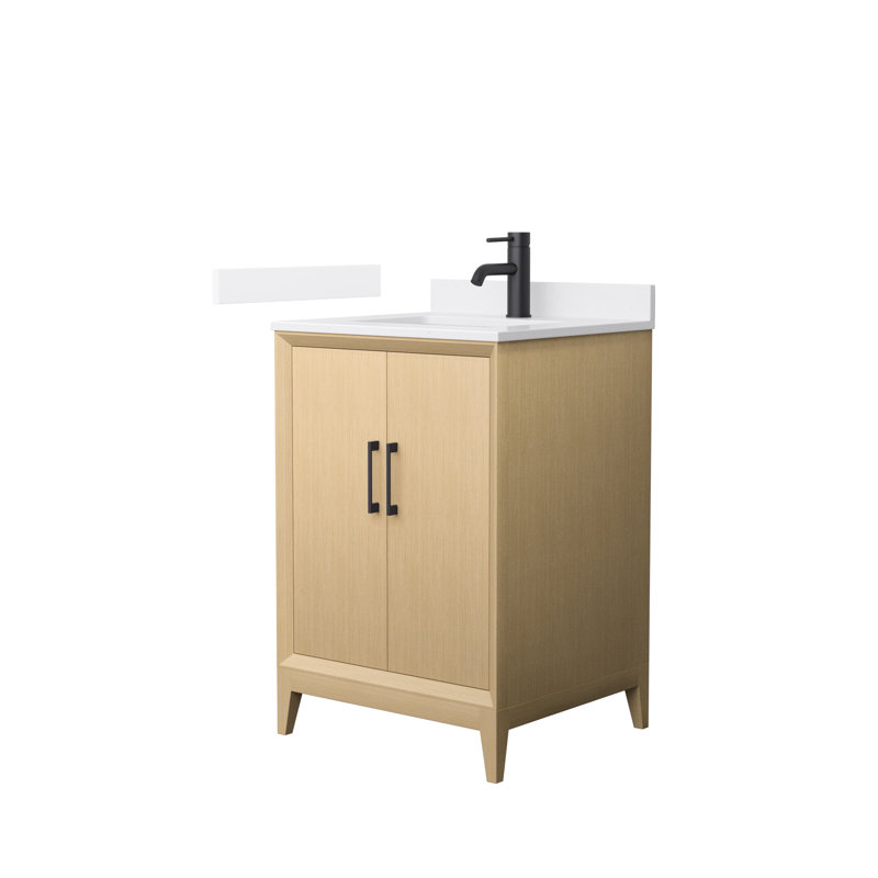 Janna 24" Freestanding Single Bathroom Vanity with Cultured Marble Top, White Cultured Marble, Matte Black