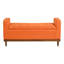 Banc de rangement à plateau relevable pour chambre à coucher de style Mid-Century moderne, tissu texturé orange, bois massif noyer moderne avec revêtement, structure