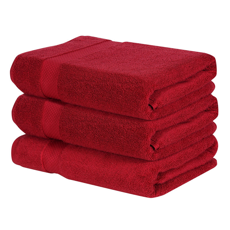 Ensemble de serviettes de bain 100% coton Splash Splash, serviettes de bain absorbantes ultra douces 550 g / m² pour spa et usage quotidien, certifié OEKO-TEX, paquet de 3, rouge
