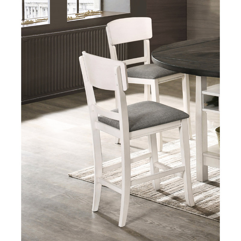 Chaises de salle à manger rembourrées à hauteur de comptoir 2 pièces, finition gris craie, dossier incurvé, coussin de siège moderne pour chaise de chambre, siège à dossier, design