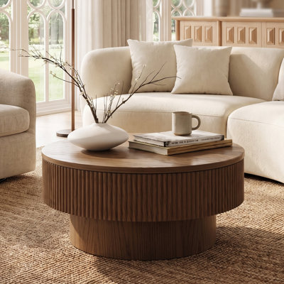 Round Drum Coffee Table with Storage