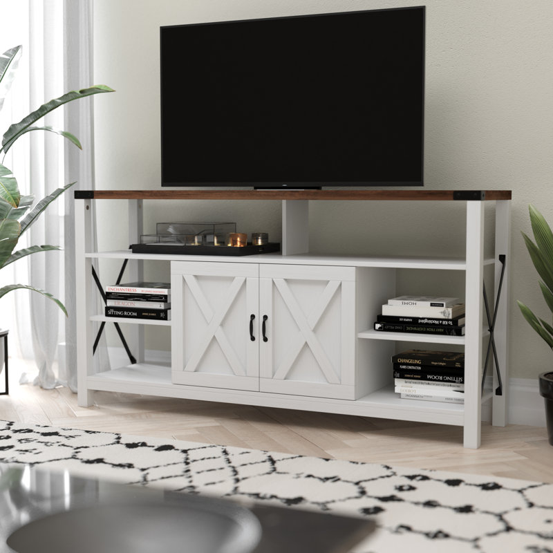Meuble télé 60 po Modern Farmhouse, Blanc / chêne
