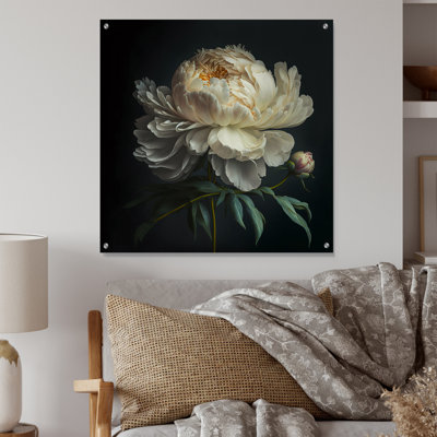 Blooming White Peony V - Art mural acrylique pivoine