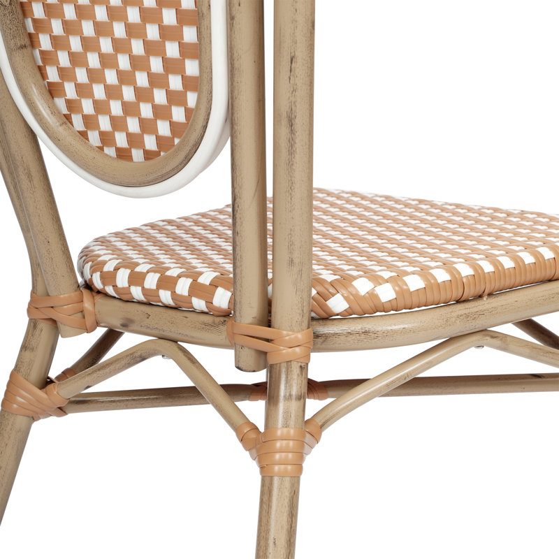 Chaises Paris empilables Cloquet, Blanc / brun clair / naturel clair, 2