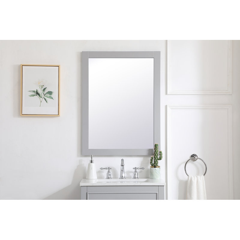 Metcalfe Solid And Engineered Wood Flat Wall Mirror, 32" x 24" , Grey