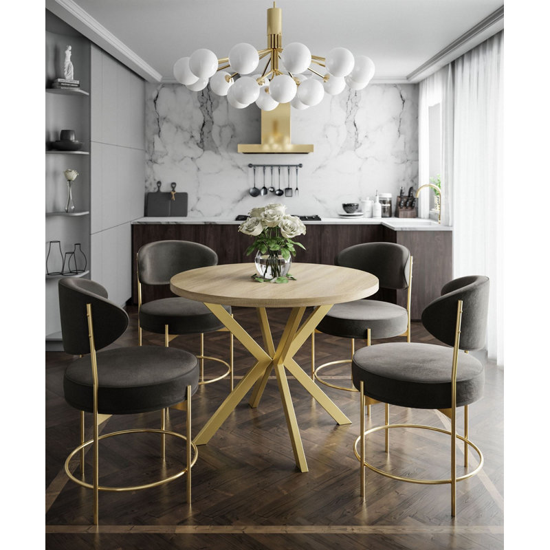 Alezia Round Dining Table, 76 H x 100 L x 176 W cm, Light Brown