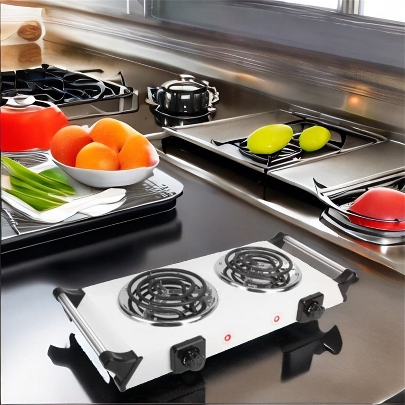 TONWIN 2000 Watt Electric Double Burner, Silver