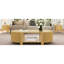 Table basse ovale cannelée avec 1 tablette et 2 portes de rangement ouvertes