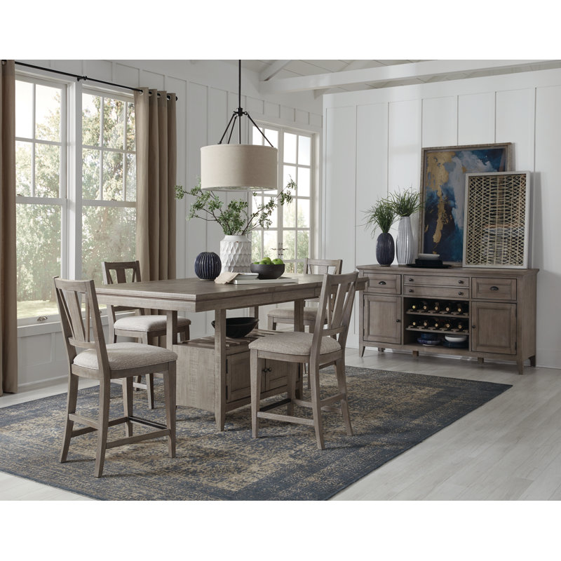 Radimir Extendable Pine Solid Wood Base Dining Table, Gray