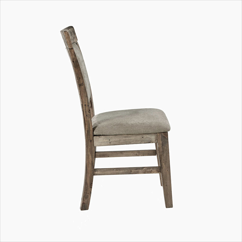 Gray Upholstered Solid Wood Dining Side Chair Set
