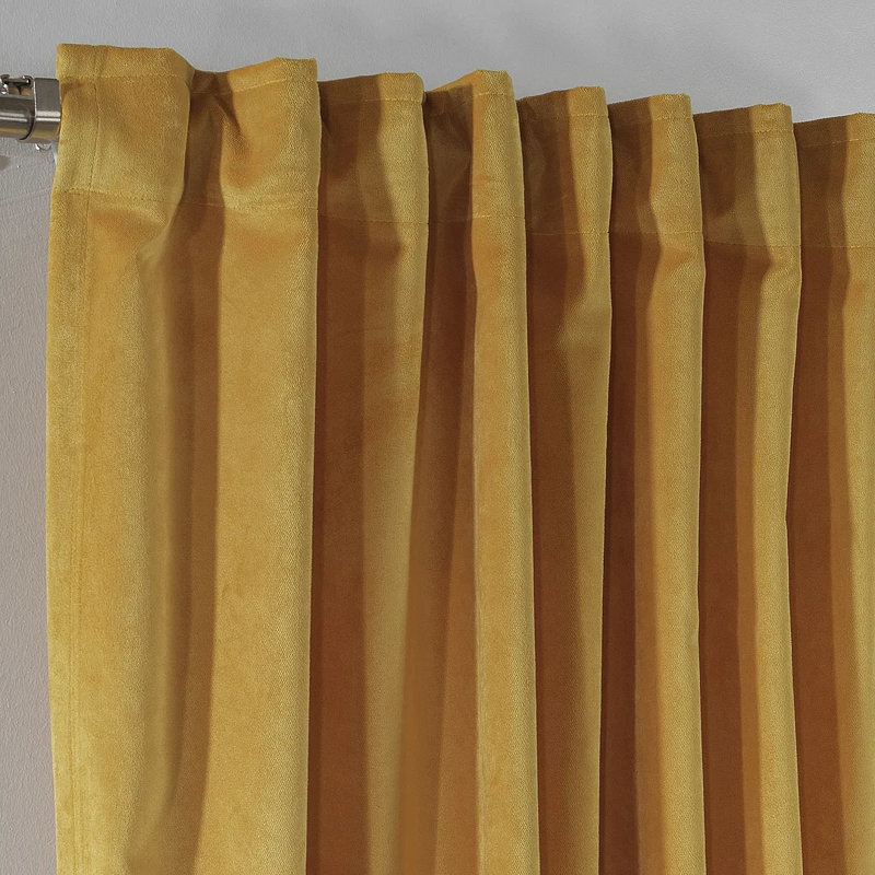 Extra Long & Extra Wide Matte Velvet Curtain Panel, 140cm Width x 350cm Drop, 62 YELLOW