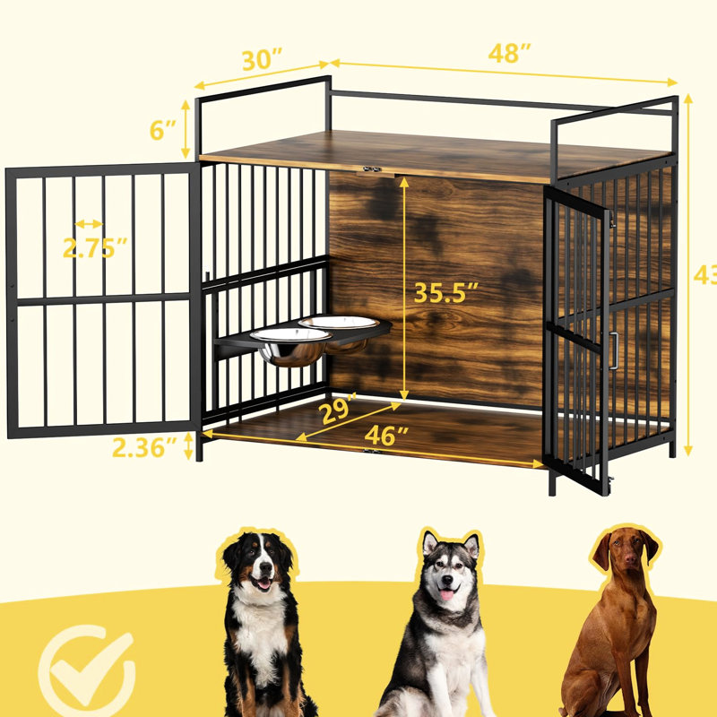 Grande cage pour chien 48 po avec structure stable et structure en métal robuste, H 43 po x l 48 po x P 30 po