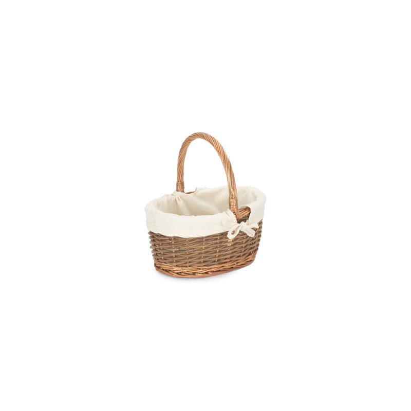 Lily Manor Wicker Unpeeled Willow Shopper Basket with Lining, 28cm H x 32cm W x 25cm D