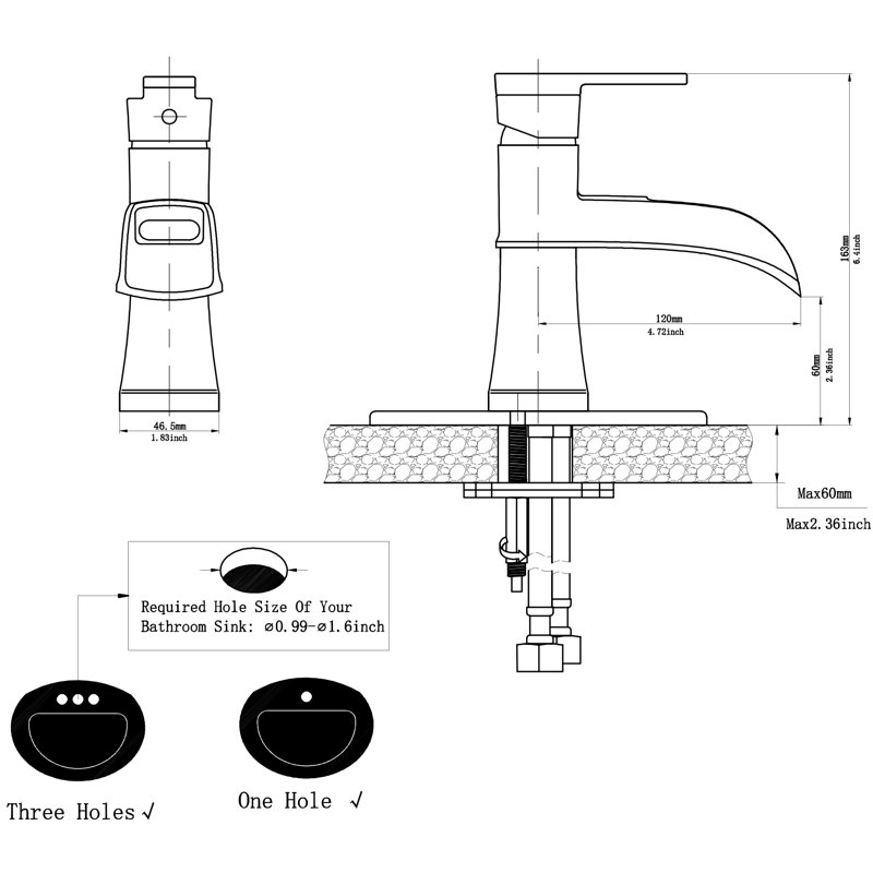 Single-Hole Single-handle Bathroom Faucet with Drain Assembly, Matte Black