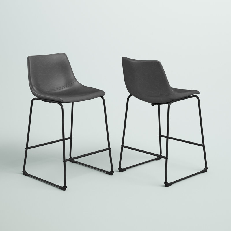 Tabouret de bar Mccoll, Noir, Tabouret de comptoir (hauteur d'assise de 25,5 po)