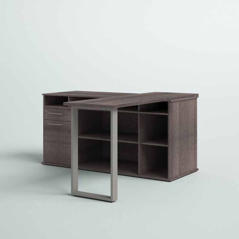 L-Shaped Computer Desk, Bark Gray