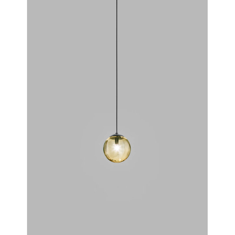 Puppet 1 - Light Pendant, 85" H x 6" W x 6" D, Amber Transparent, Matte Black